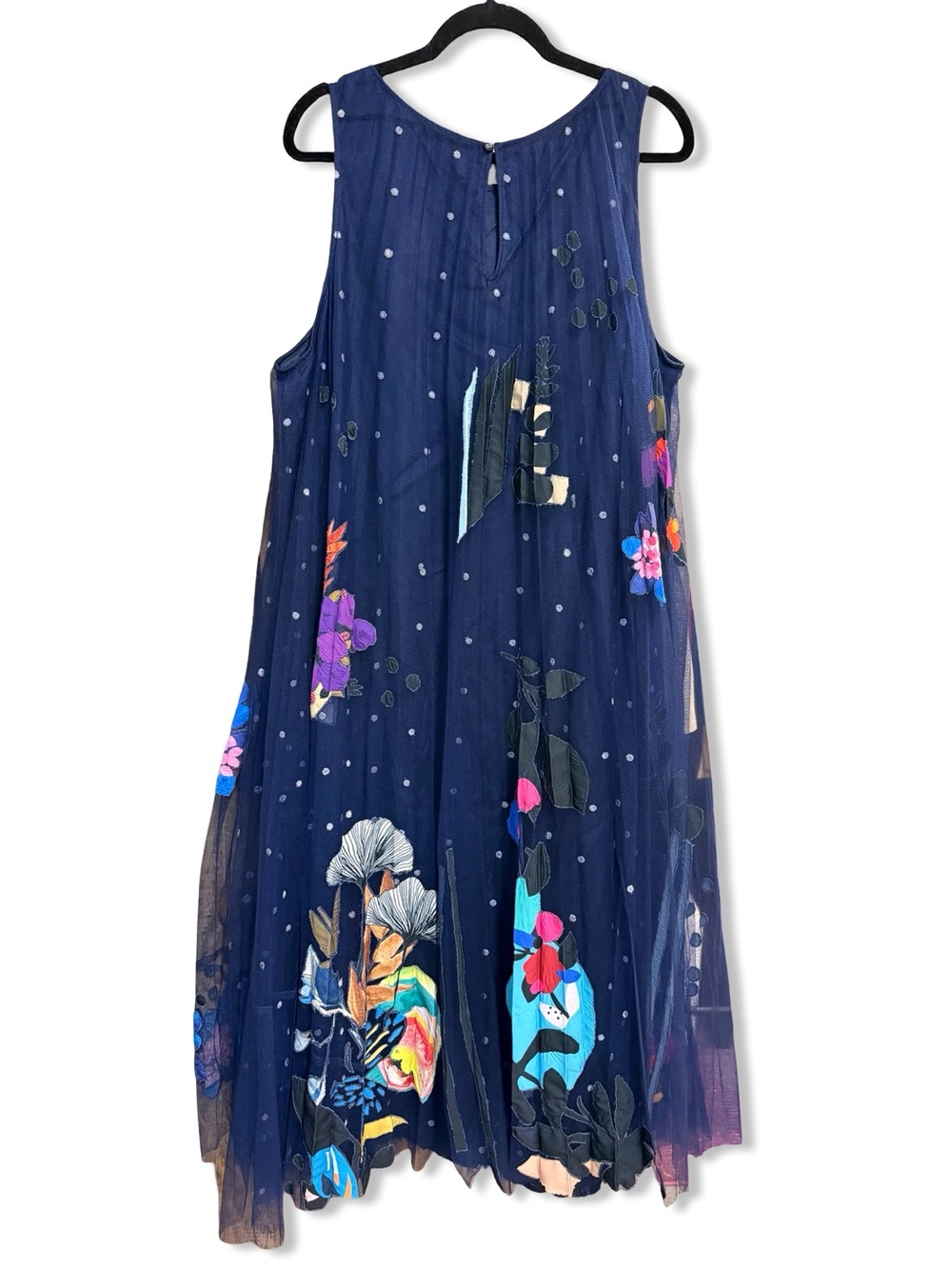 Geisha Designs Rochelle Tulle Maxi Dress Navy Floral Pleated appliqué plus 20W - Picture 7 of 9
